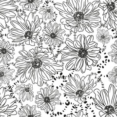 Seamless pattern with beautiful daisy flowers. Easily edited