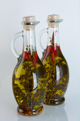 two glasses of olive oil
