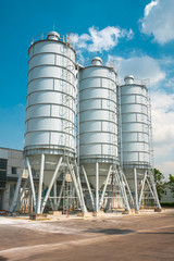 Cement silo at construction site