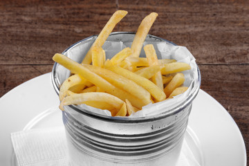 Delicious french fries on the table