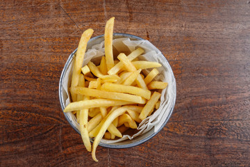 Delicious french fries on the table