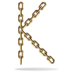 Fototapeta premium Golden Letter K, made with chains