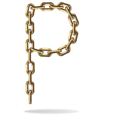 Golden Letter P, made with chains