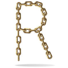Golden Letter R, made with chains