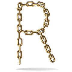 Obraz premium Golden Letter R, made with chains