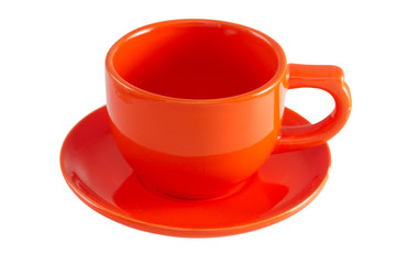 orange cup on white background