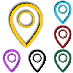 Set of round Colorful map pointers