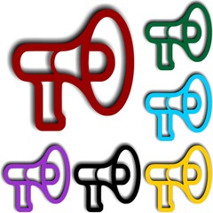 Colorful Megaphone Icon Set