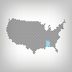 Alabama in USA Karte punktiert
