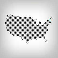 New Hampshire in USA Karte punktiert
