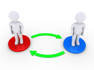 Two people interact with each other