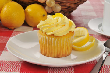 Yellow cupcake with lemon icing