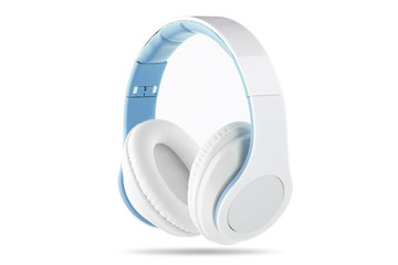 White headphone with white center and blue trim