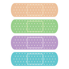 Colorful bandage, nude, green, violet and blue, four pieces in set.