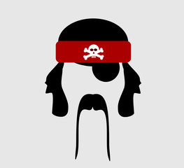 pirate with red bandanna with skull