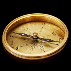 Close up of antique compass