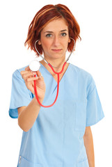 Young doctor woman with stethoscope