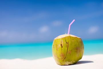 Coconut on a tropical beach