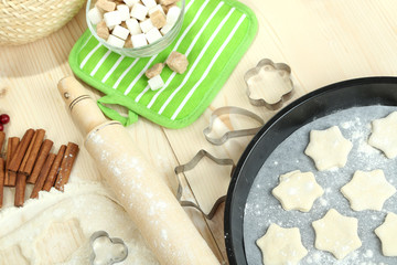 Process of making New Year cookies close-up