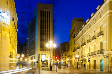 Fototapeta na wymiar Commercial street in evening. Castellon de la Plana