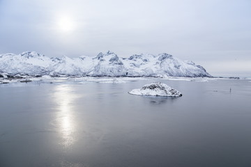 norway fjord in lofoten iceland