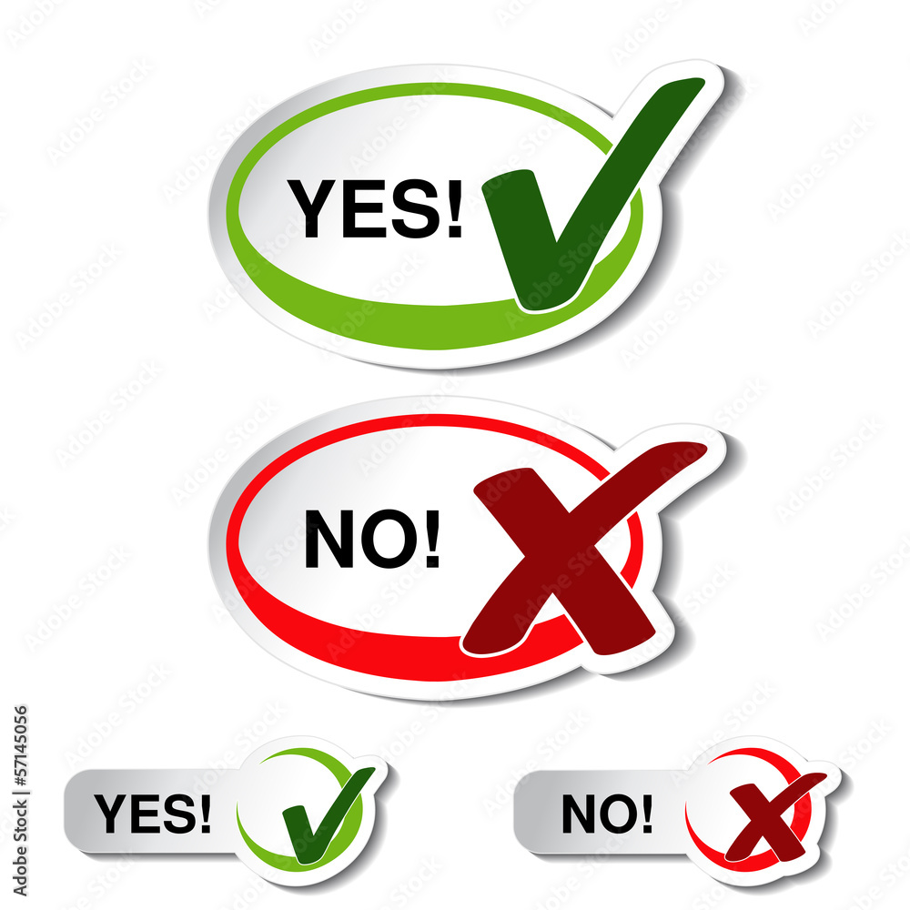 Poster vector oval yes no button - check mark symbol