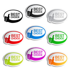 Vector best choice oval bubbles with gesture hand