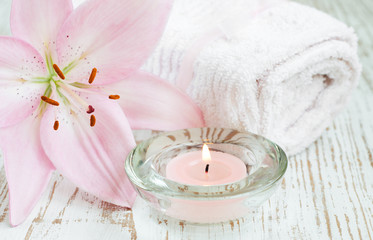 lily flower and candle