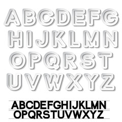 Vector paper font alphabet - white stickers