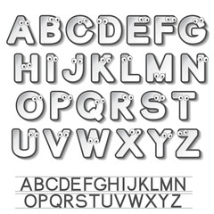 Vector paper font alphabet with eyes - white stickers