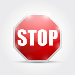 Vector illustration of glossy stop sign