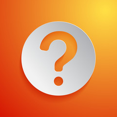 Question mark icon on orange background. Vector illustration