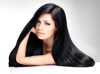 Beautiful  woman with long straight hair