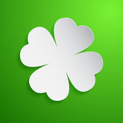 Paper clover icon on green background. Vector illustration