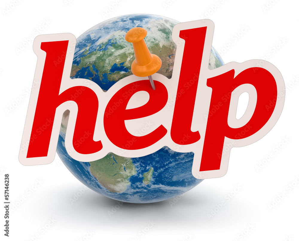 Poster globe and help (clipping path included)