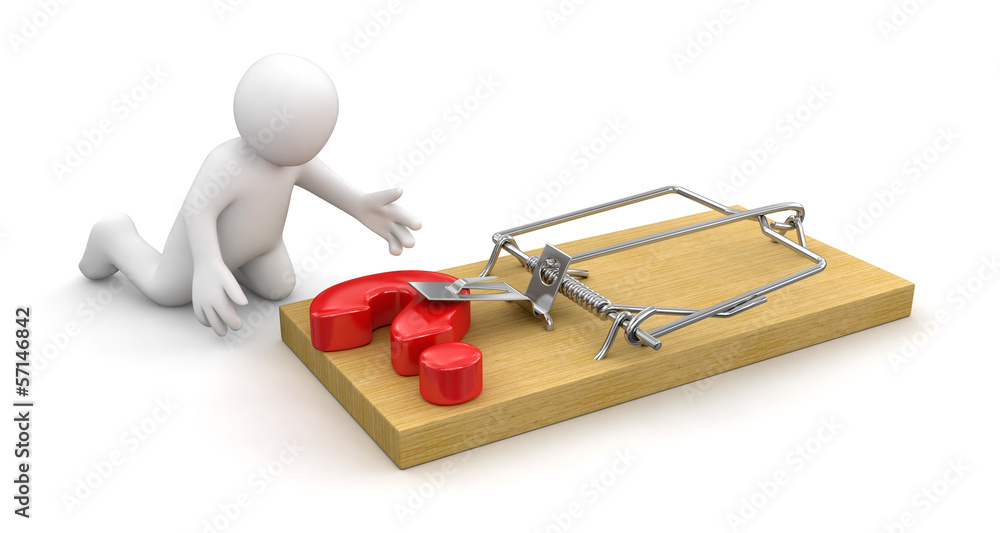 Poster man and mousetrap with quest (clipping path included)
