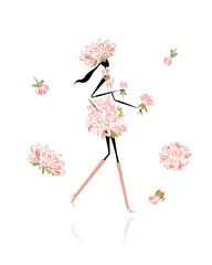 Rolgordijnen Bloemenmeisje voor uw ontwerp © Kudryashka