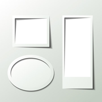 Paper 3D picture frame design vector for image or text