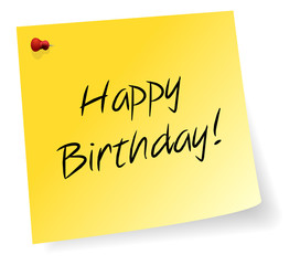 Yellow Sticky Note With Happy Birthday Anniversary Message