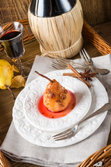 Pears in red wine