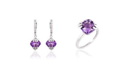 Silver jewelry on a white background