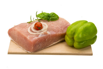 Raw pork with onion, basil and rosemary