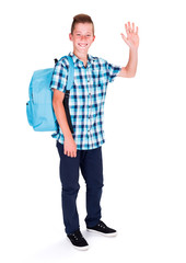 Saying Hello, showing high five