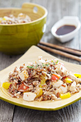 Stir-fry with tofu and wild rice