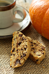 Pumpkin, nuts and chocolate biscotti