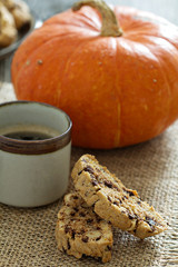 Pumpkin, nuts and chocolate biscotti