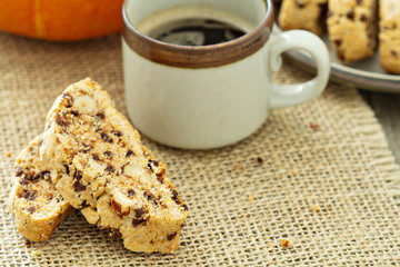 Pumpkin, nuts and chocolate biscotti