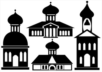 churches icon set isolated on white background