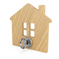 wooden house with key