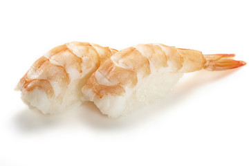 Sushi -Ebi nigiri Isolated On white Background